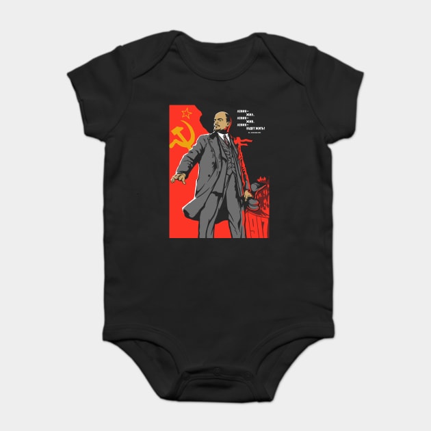 Lenin Soviet Propaganda Poster Baby Bodysuit by dumbshirts